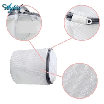 

Ayliss 4pcs / Lot Round shape Laundry Wash Bag Washing Mesh Net Lingerie Underwear Bra T-shirt Socks Zipped