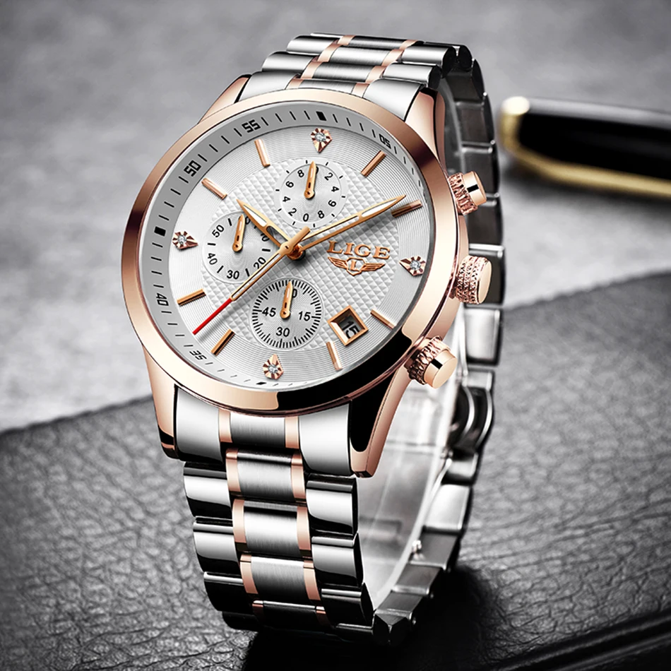 LIGE мужские часы Топ люксовый бренд полная сталь водонепроницаемые спортивные кварцевые часы мужские модные часы с датой серебряные часы Relogio Masculino