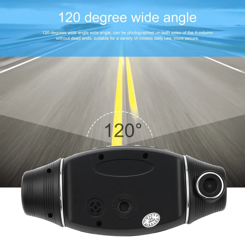 R310 HD Dual Lens Vehicle Black Box Car DVR 2.7 Inch 140 Degree Front 120 Degree Built-in G-Sensor Microphone Speaker