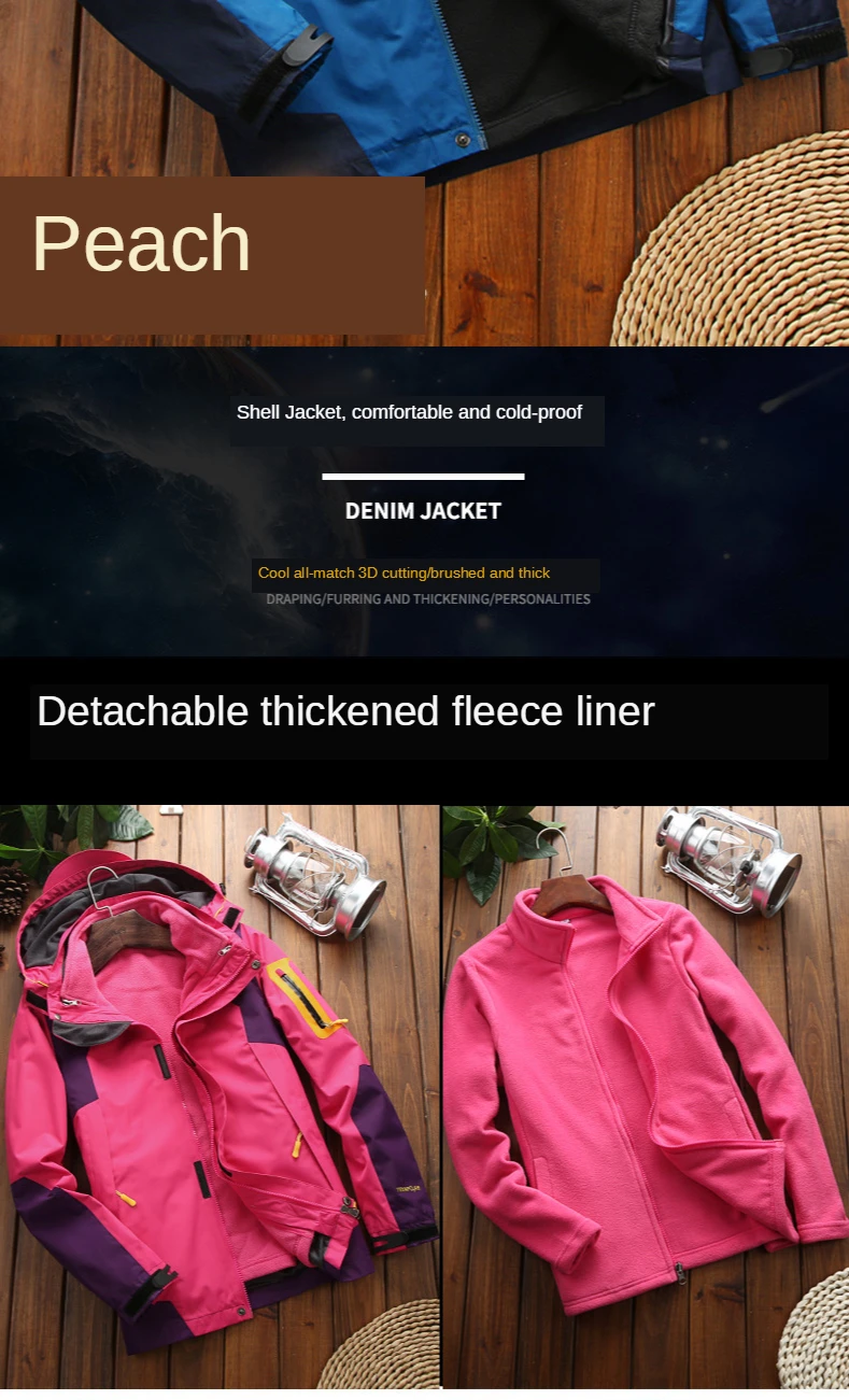 Jacket two-piece removable waterproof windproof ski hiking for winter ski