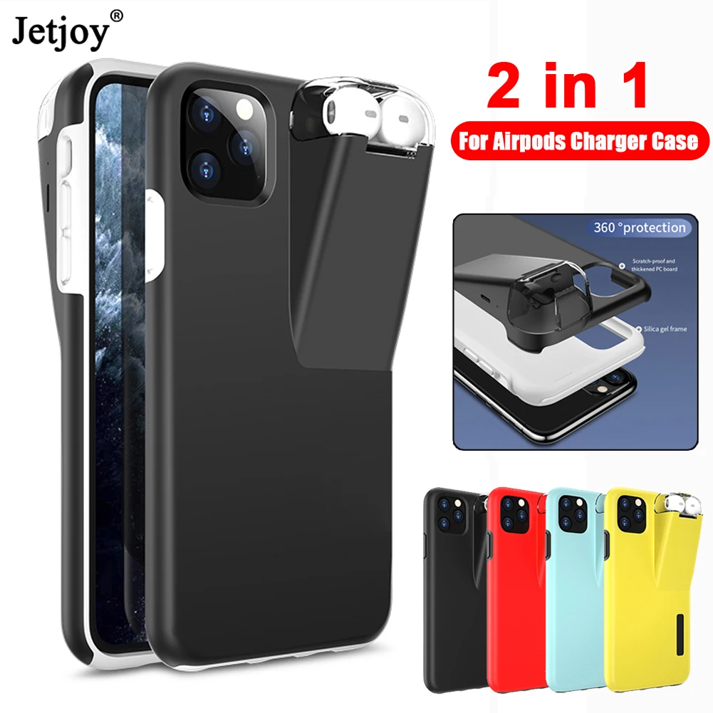Jetjoy 2в1 противоударный чехол для iPhone 11 Pro Max XR X 8 7 6 6s Plus Apple AirPods 2 1 с зарядным