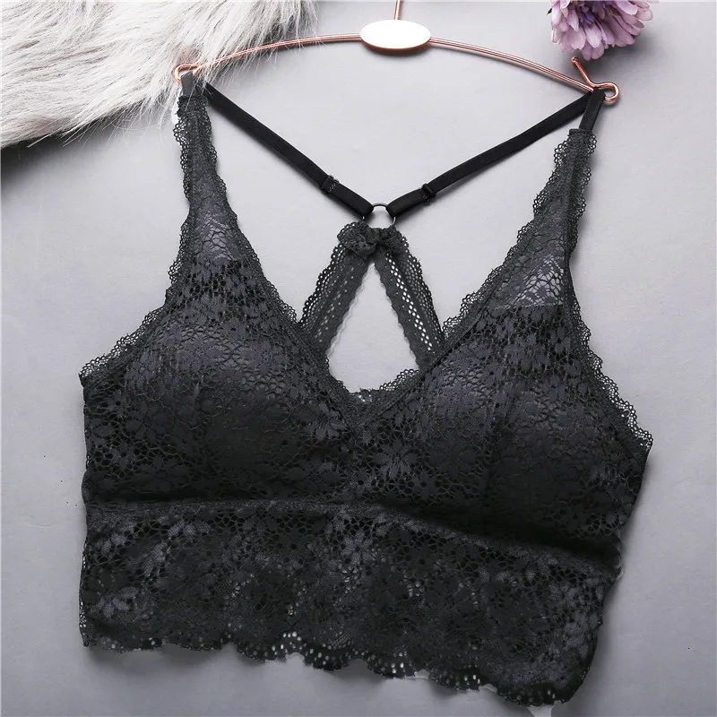 New Sexy Beauty Back Lace Bra Push Up Wire Free Seamless Breathable Lingerie 3/4 Cup Women Bralette S/M L/XL - Цвет: Black