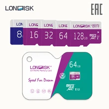 Карта памяти 8ГБ 16ГБ 32ГБ TF microsd LONDISK EXTREME U1 64Гб 128ГБ micro sd класса10 с подарком адаптером