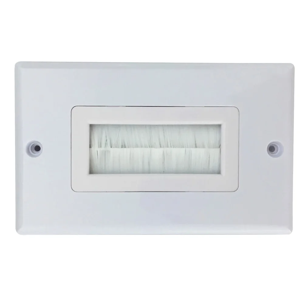 Insert Cover Panel Durable White Anti Dust Cable Pass Through ABS Home Easy Install Single Gang Wall Socket Brush Plate