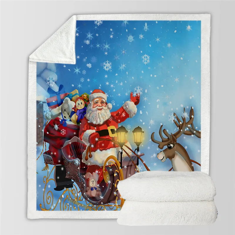Рождественское покрывало из мультфильма из мягкого плюша покрывало одеяла портативное бархатное одеяло для дома Автомобильная офисное кресло самолет Кемпинг Санта-Клаус