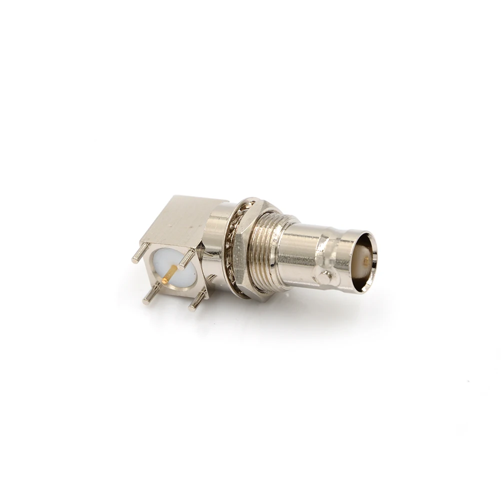 

1pcs BNC Female socket bulkhead Right Angle 5pin copper plating nickel RF Coaxial Connector PCB Mount BNC Connector