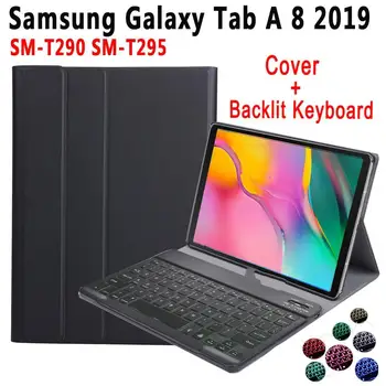 

Backlit Keyboard Case For Samsung Galaxy Tab A 8 2019 SM-T290 SM-T295 Pu Leather shockproof Cover Detach Bluetoth Keyboard