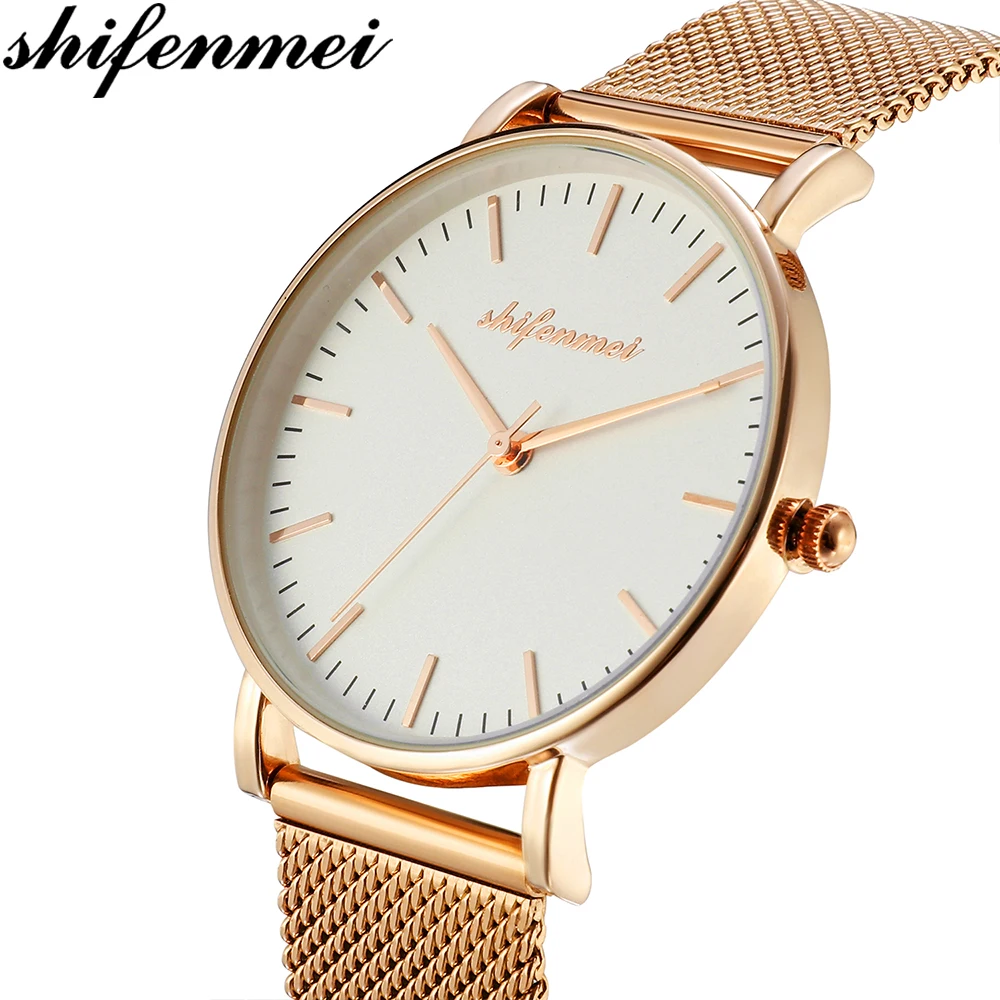 

Shifenmei Women Watches Top Luxury Brand Rose Gold Silver Stainless Steel Strap Wrist Watch Women Ladies Casual Dress Clock