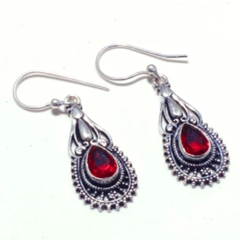 

Garnet Silver Overlay on Copper Earrings, 44 mm, E4771