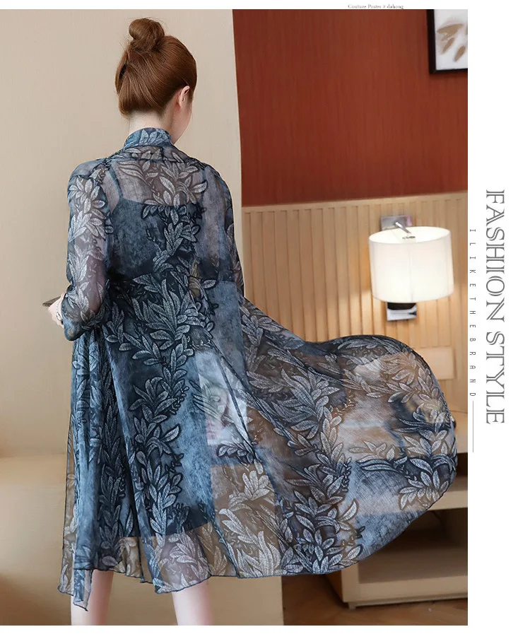 Летний Стиль Путешествия Праздник пальто шифон печатных тонкий средней длины Простой славный кардиган шаль