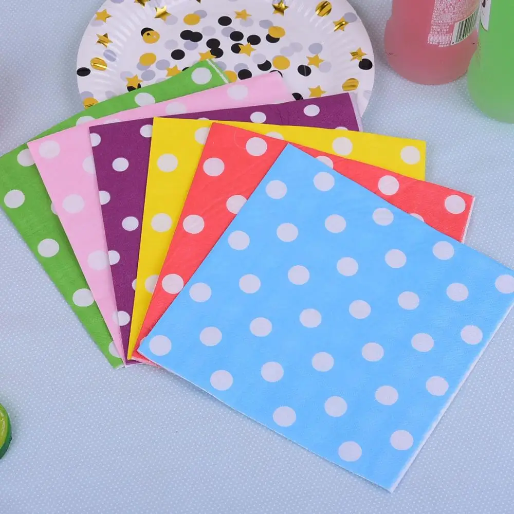 

19pc Colored Spots Napkin Wedding Supplies Rustic Wedding Table Birthday Party Decor Weeding Decor for Weddings Baby Shower Deco