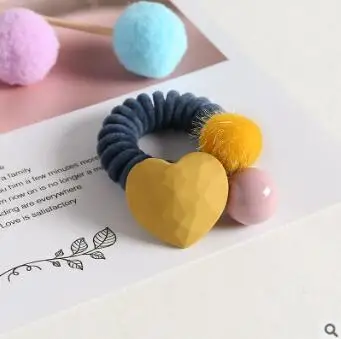 1 60 шт/лот DIY простой мульти плюшевый Телефон линия гранулы волос полоса любовь сердце Резиновая лента Инструменты для укладки волос аксессуары HA1331 - Цвет: 1