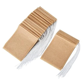 

300 Pcs Tea Filter Bag Disposable Paper Tea Bag with Drawstring Unbleached Paper, Suitable for Loose Leaf Tea and Coffee