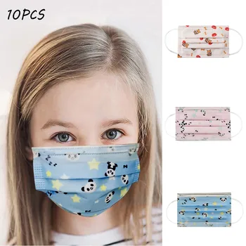 

10pcs Disposable Face Mask Industrial Children's Printed Disposable Masks Mouth Cover Breathable Earloops Masks Mascarilla