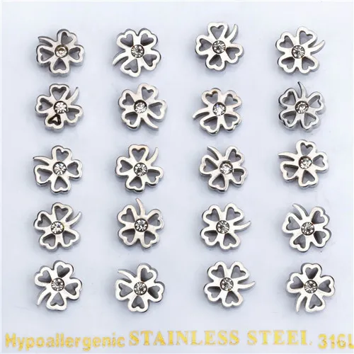 10pairs card wholesale stud earrings Stainless Steel Gold/Silver Earring Fashion Jewelry For Women/Girl