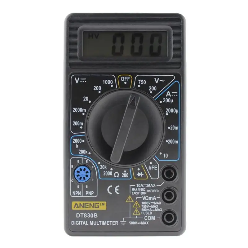 DT830B AC/DC ЖК-дисплей Цифровой мультиметр 750/1000V Вольтметр Амперметр Ом тестер высокобезопасные крепежные гайки Портативный метр Цифровой мультиметр