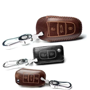 

2/3 Button Genuine Leather Car Key Case Cover For Peugeot 207 307 308 407 807 Foldable Key Fob Case