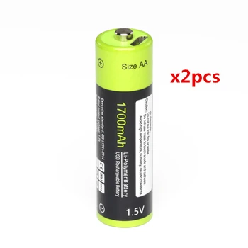 

2pcs/lot ZNTER 1.5V AA 1700mAh rechargeable lithium battery USB lithium polymer battery fast charging via Micro USB cable