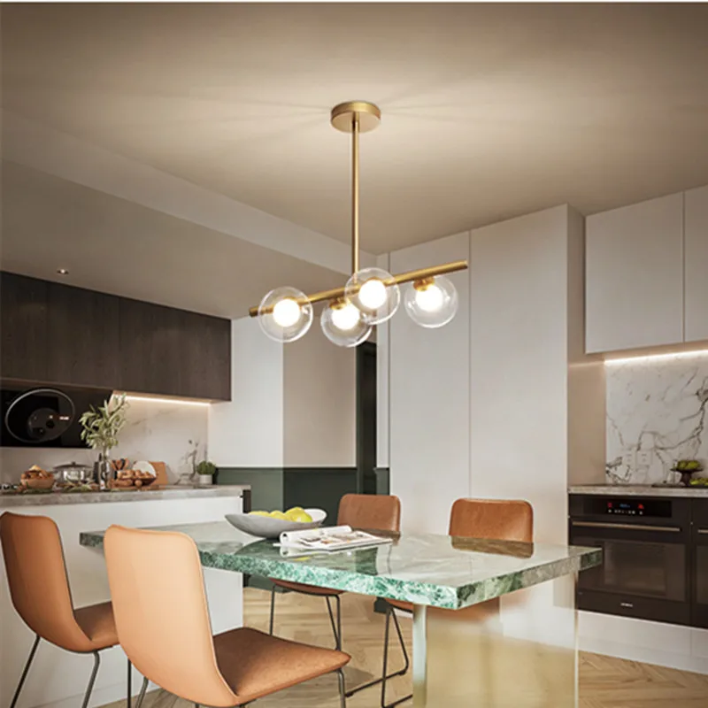 

Nordic Simple Black/Golden LED pendant lights Iron Glass Ball hanging lamp study living room fixtures restaurant deco luminaires