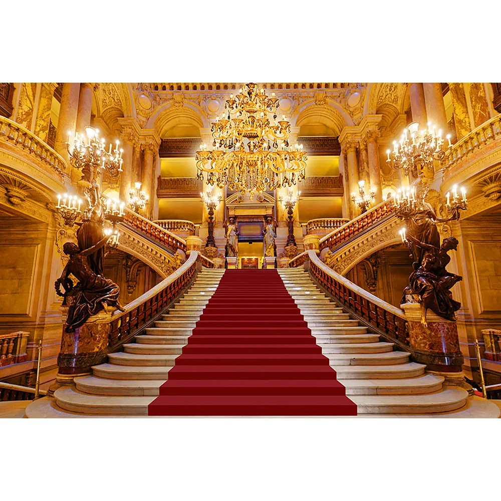 Palácio dos Desenhos Pano de Fundo para Estúdio de Fotografia Animados Castelo Fotografia Ouro Glitter Palácio Tapete Vermelho Foto Fundo Recém-nascido Photocall - Image 4