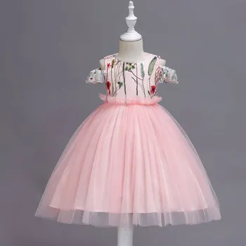 

Embroidery Flower Baby Girl Dress for Wedding Party Strapless Tutu Kids Dresses Girls Children Fashion Clothing 1 2 4 6 8 10 12