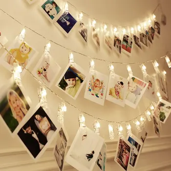 

New Photo Clip Lamp Led String Lamp Wall Decoration Warm White 3 Meters 20 Lamp Battery DIY Photo Wall Decorative Lights