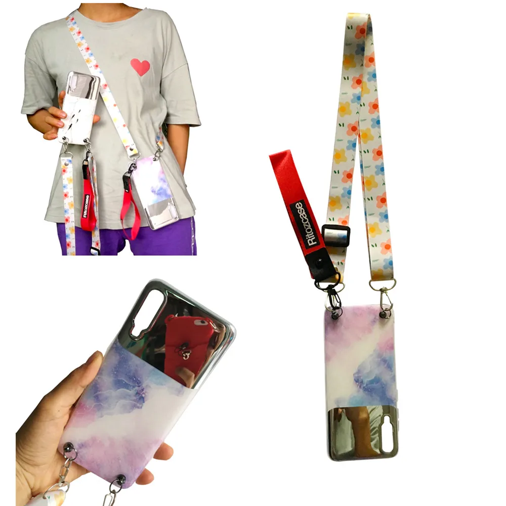 

mirror strap case for xiaomi mi 9 8 se 9T CC9E A1 A2 A3 lite max 2 3 redmi note 7 6 5 pro 5A S2 7A K20 pro case cover marble tpu