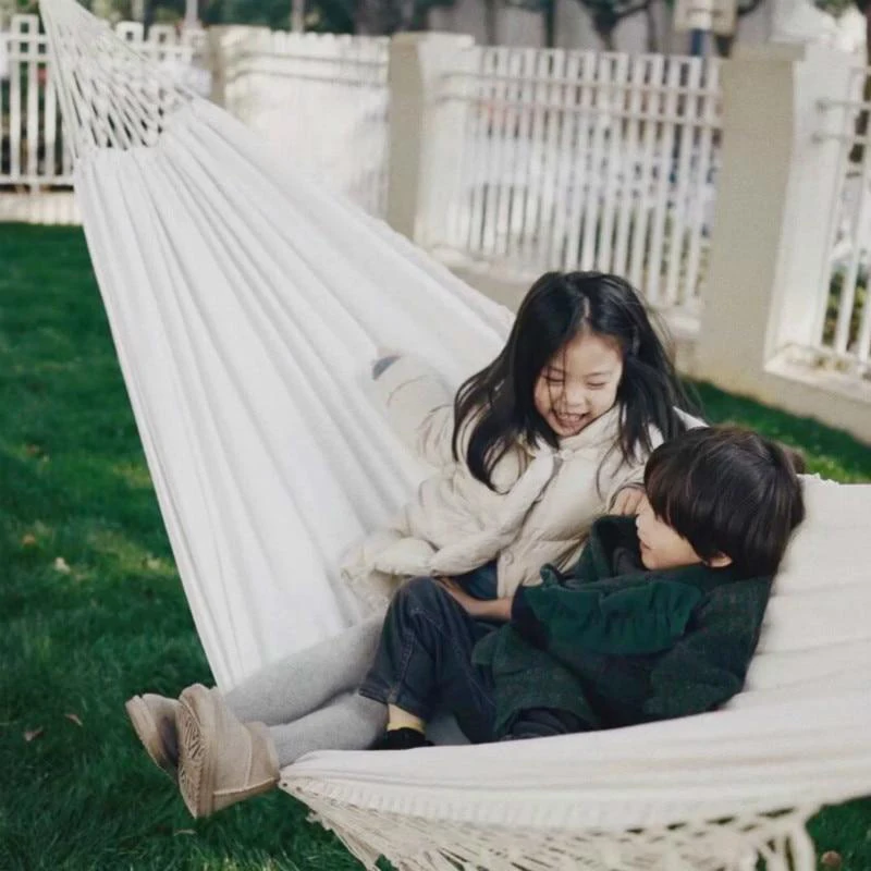 

Portable Hammock Garden Sleeping Bed Tassel Design Hanging Bed for Indoor Outdoor FOU99