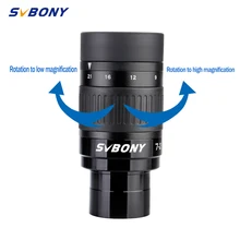 SVBONY SV135 окуляр астрономического телескопа 1,25 ''зум окуляр муль покрытием 6-элемент 4 группы оптический 7-21 мм непрерывного масштабирования