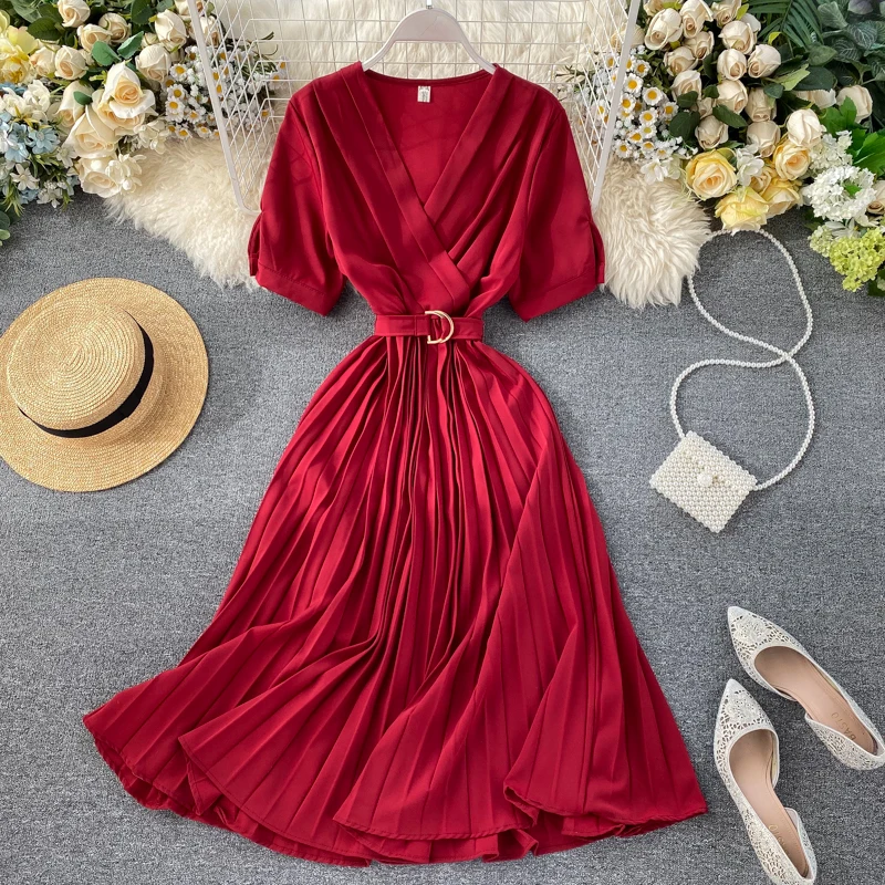 Teeuiear, винтажное, тонкое,, весна, осень, миди, длинное, Бандажное платье, Vestido de festa, вечерние, для женщин, туника, плиссированные, OL, элегантные платья - Цвет: wine red