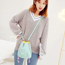 Южнокорейский пуловер со шнурками сверху, Холщовая Сумка, сумка-мешок с завязками, сумка через плечо, хипстерская Хлопковая Сумка a Generatio