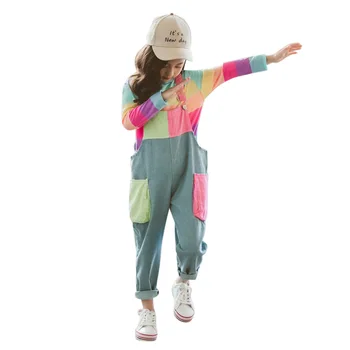 

Kids Clothes Striped T Shirt & Jumpsuit Girls Outfits Denim Overalls Girls Suit Autumn Casual Children's Winter Suits For Girls