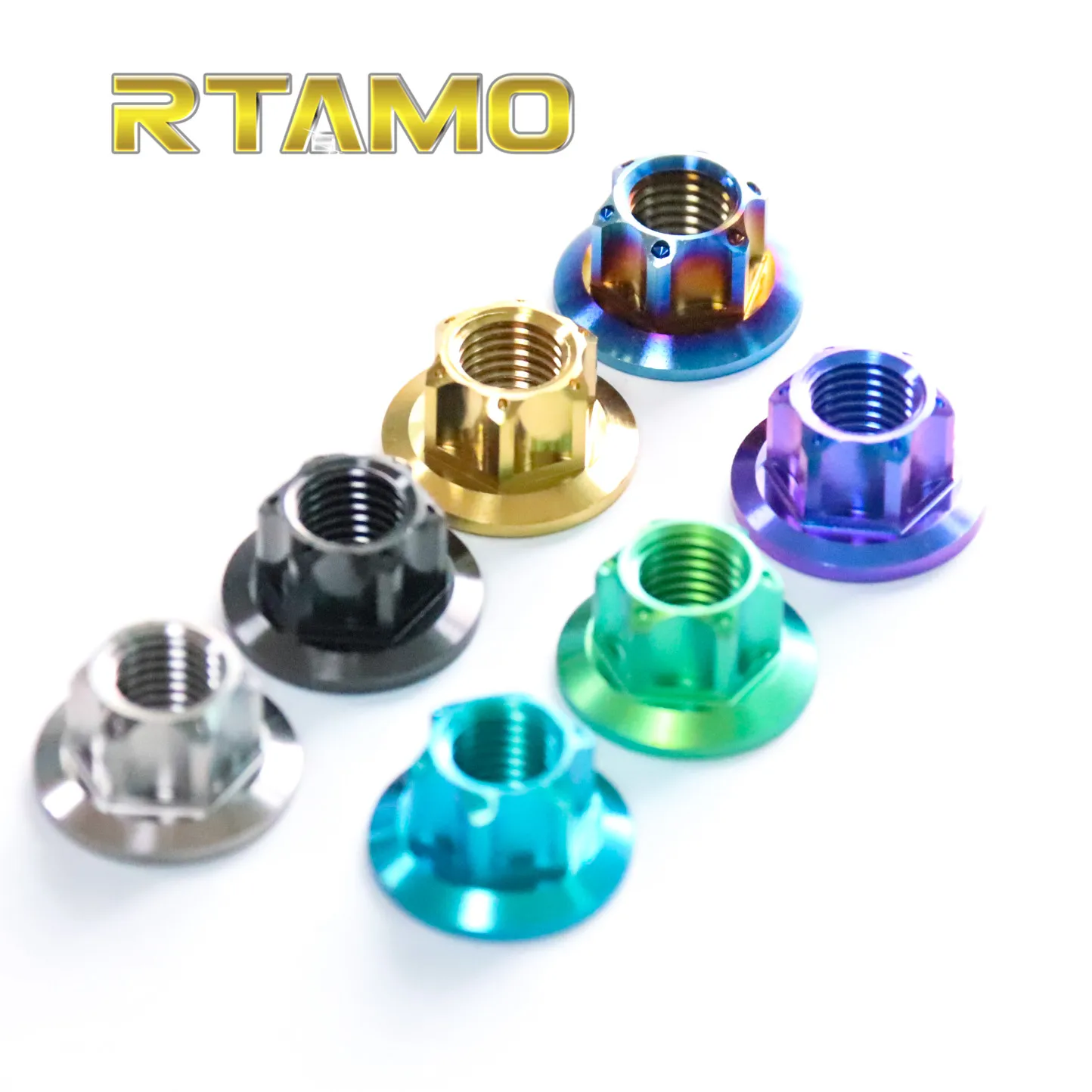 Titanium Nuts M6 M8 M10M12 M14 Flange Nut Screws Ti Bolt s for Motorcycle Bicycle Bike Parts,auto fasteners,motorcycle screw caps,motorcycle fasteners