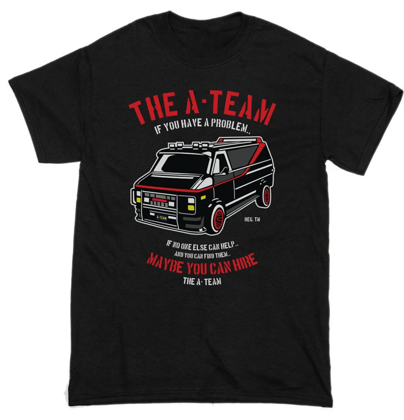 Забавные футболки A-Team Van Men'S футболка 80 s Tv Programme винтажная графическая |