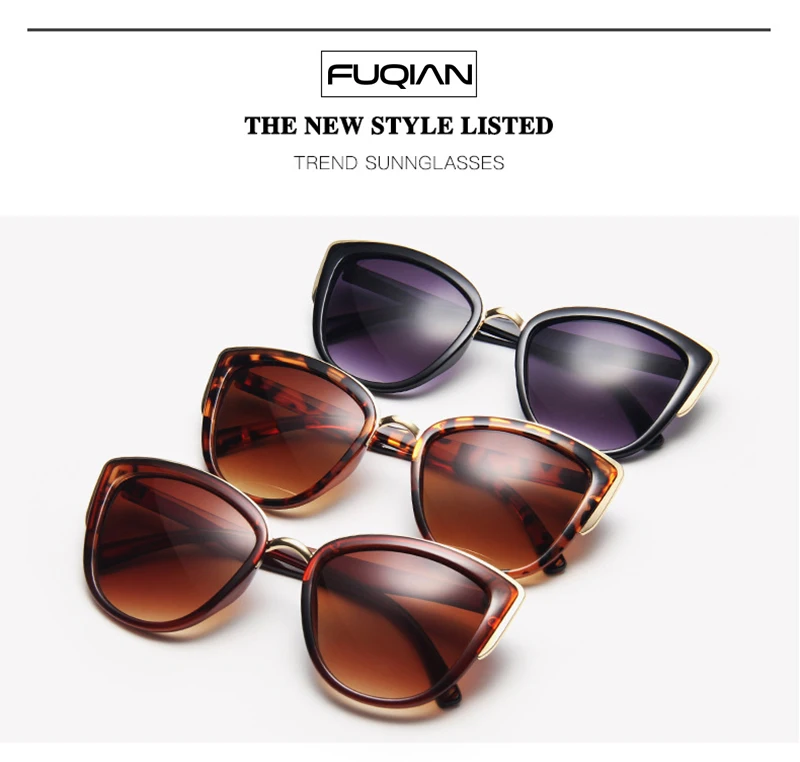 womens ray bans FUQIAN 2022 Cateye Women Sunglasses Vintage Anti-glare Sun Glasses Female Fashion Leopard Shades UV400 round sunglasses