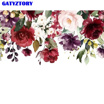 

Frameless DIY Painting By Numbers Flowers oil painting Room Decoration Wall Art Handpainted Wall Pictures For Living Room