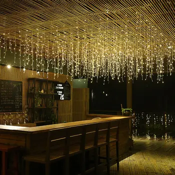 

3*0.7M 96 Lights Christmas Decoration Icicle Light String Series Curtain Light Waterfall Decoration Light