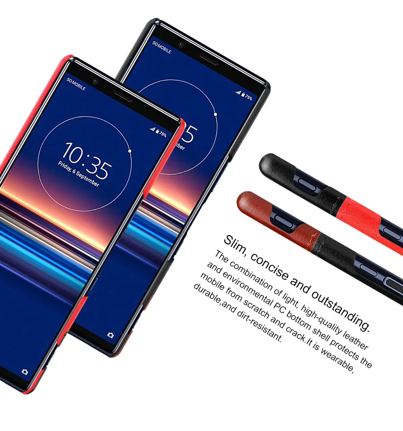 Imak, роскошный Ruiyi чехол s для sony Xperia 5, чехол, тонкая задняя крышка, оболочка телефона, жесткий ПУ ПК, чехол, бизнес защита, встроенные чехлы
