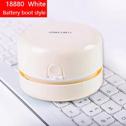 Compact Deli Portable Desktop Vacuum Cleaner for Office and Classroom Supplies (White)