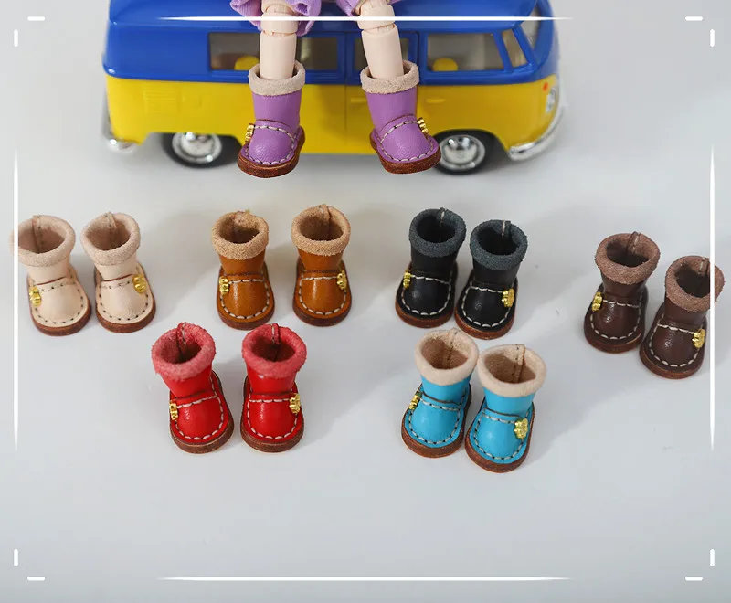 New 1/12bjd Bjd Doll Shoes High Top Handmade Leather Cowhide boots Shoes For Obitsu 11 OB11 Size GSC Doll 11cm Body Body9
