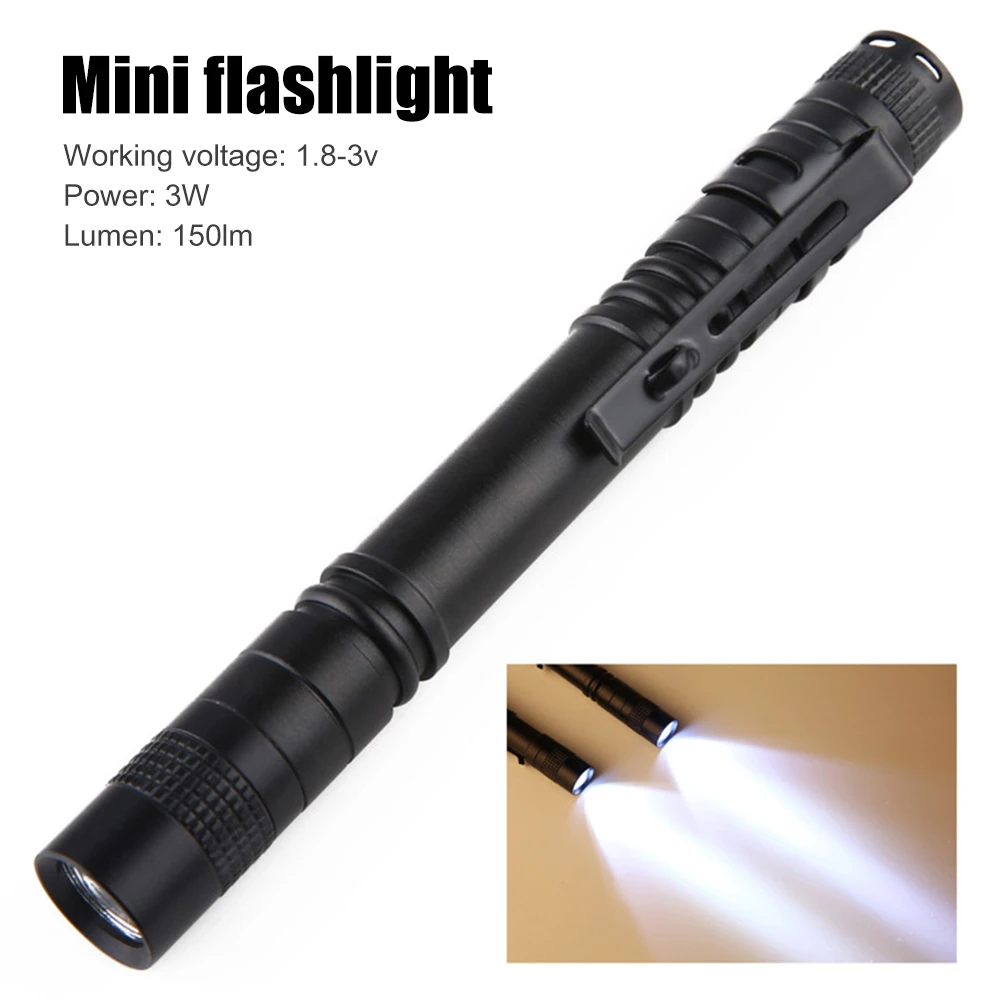 COB Flashlight LED Waterproof Pocket Pen shaped Clips Light Keychain Torch Mini 