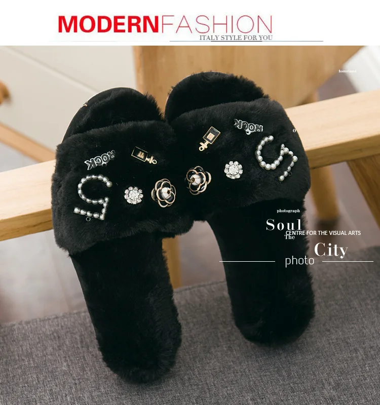 Winter Home Slippers Women Fur Plush Sandals Hello Kitty Woman Indoor Slippers House Shoes Socofy Platform Shoes Potato Slippers