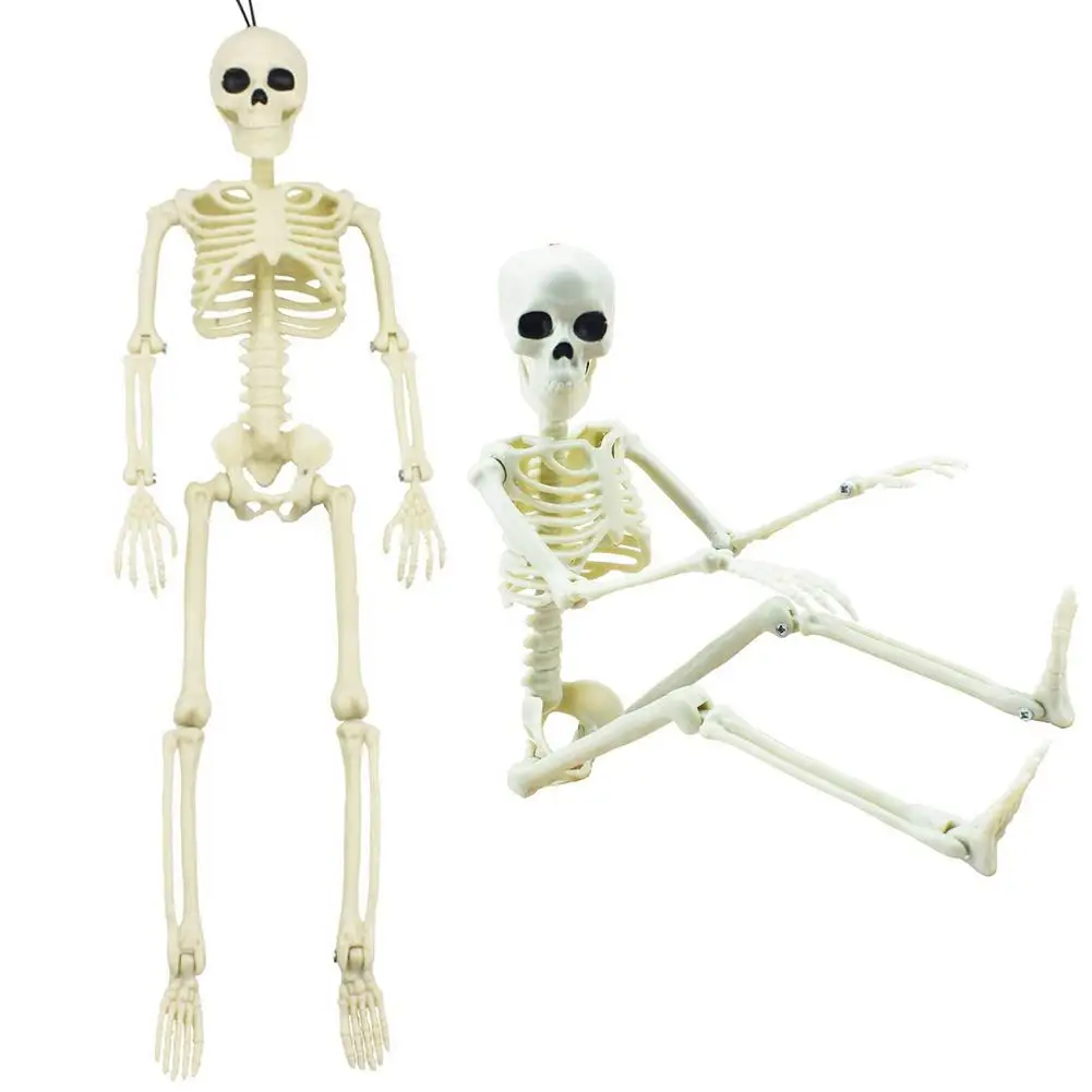 16 Inches Simulation Halloween Human Skeleton Ghost Festival Movable Skull Ornament Halloween Party Decoration Props Skeleton