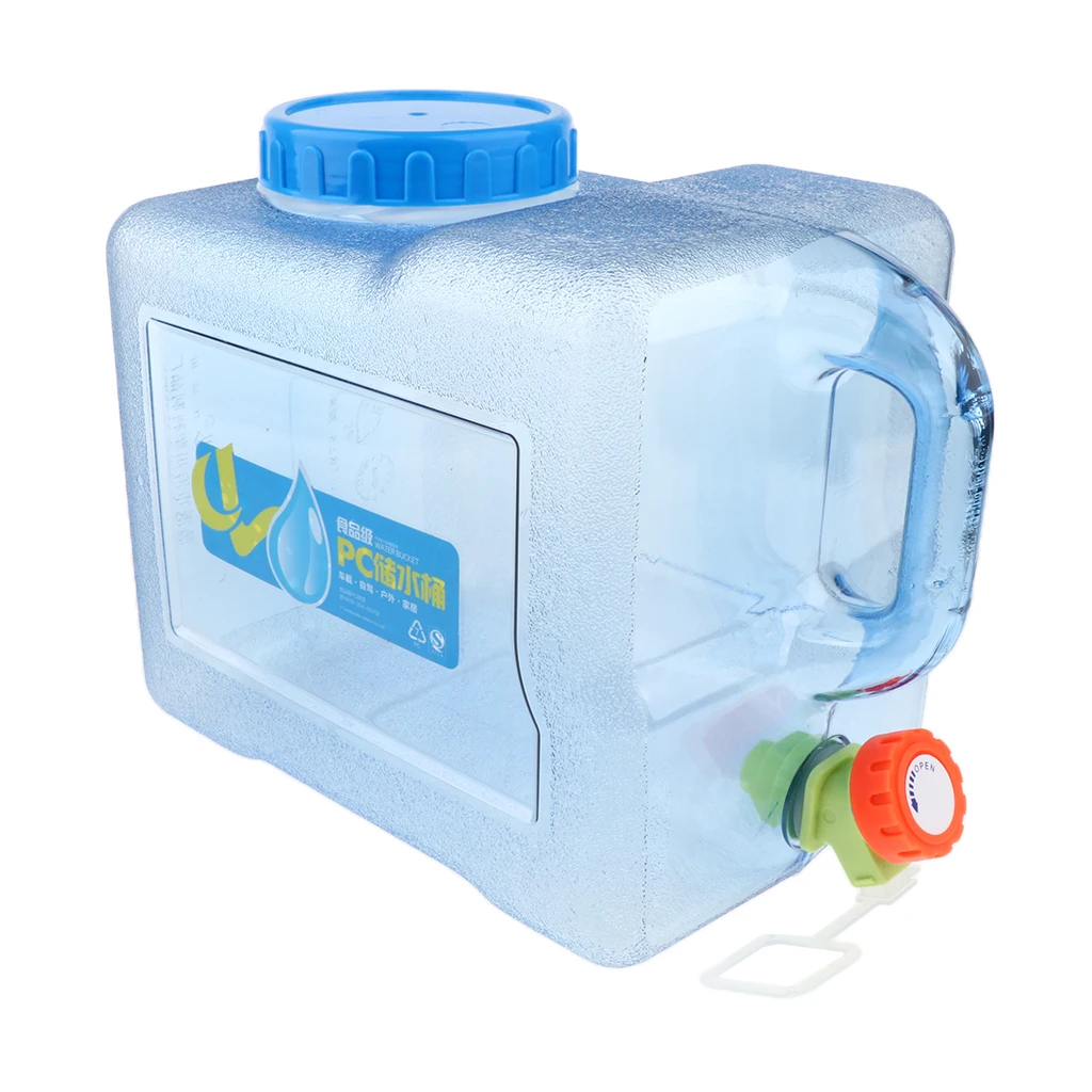 5L/8L Outdoor Camping Travel Car Water Bucket Water Carrier Canister with Water-tap & Leak Proof Lid