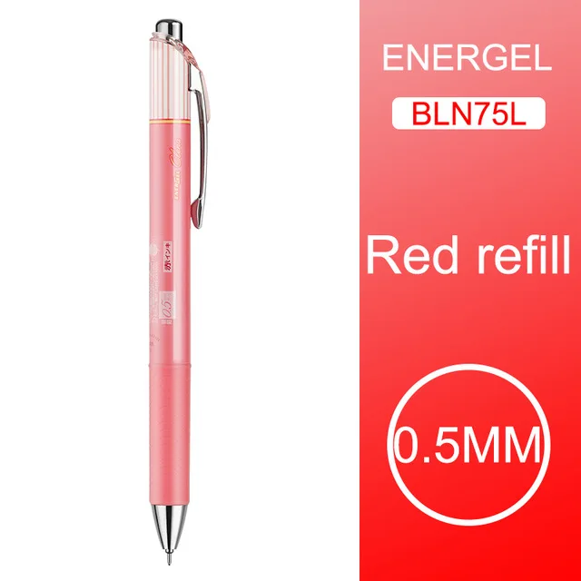red refill 1 шт гелевая ручка быстросохнущая BLN75L Kawaii полосатая ручка Студенческая ручка для записи экзамена специализированные Канцтовары 0,5 мм - Color: red refill