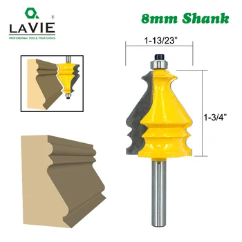 

LAVIE 1pc 8MM Shank Handrail Architectural Moulding Line Router Bit Woodworking Milling Cutter for Wood Bit Face Tool MC02075