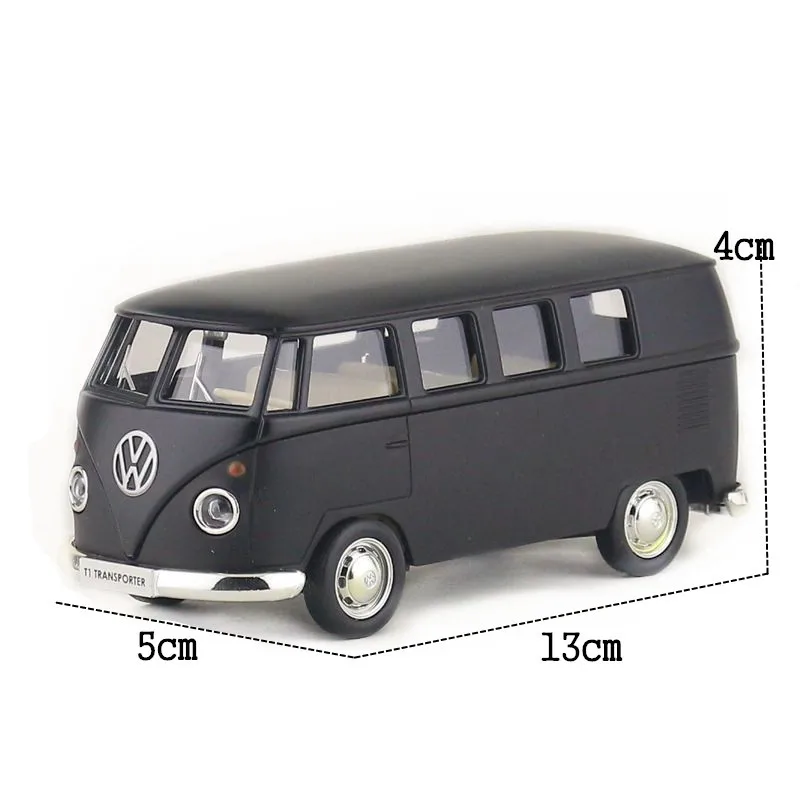 1:36 VW автобус T1 сплав Модель Выдвижной автомобиль литья под давлением модель автомобиля для мальчика игрушка детский подарок - Цвет: Черный