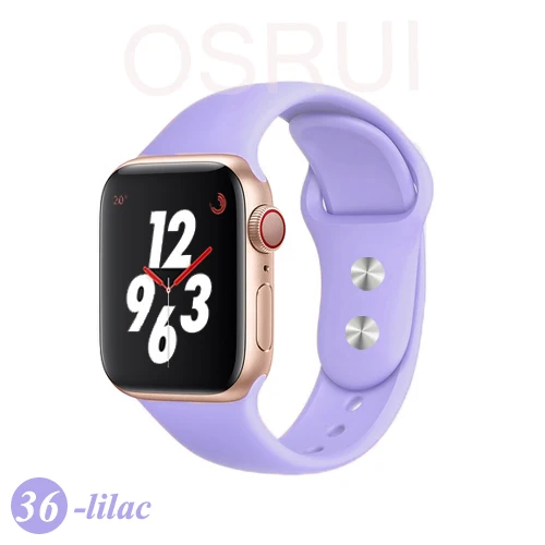 36-lilac Ремешок для спортивных часов для apple watch band 42 мм/38 мм apple watch 4 3 2 band iwatch band 44 мм/40 мм браслет ремень часы аксессуары - Цвет ремешка: 36-lilac