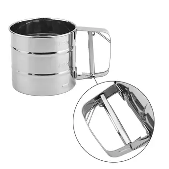 

Handheld Baking Cake Tool Stainless Steel Mechanical Baking Shaker Sieve Cup OL