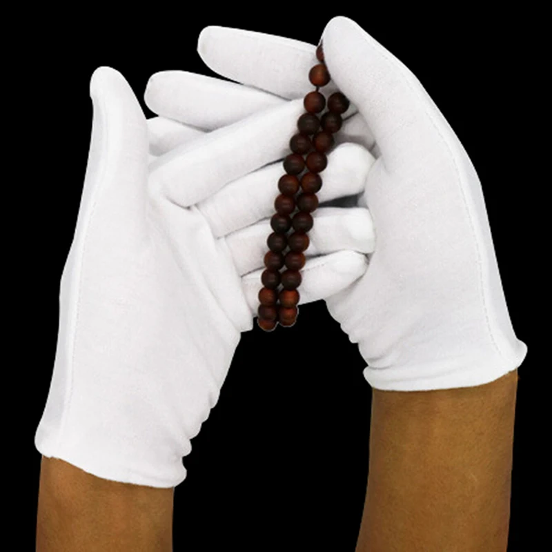 6 Pairs white gloves cotton soft thin coin jewelry silver inspection work gloves autumn